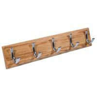 B&Q Oak & Zinc Alloy Hook Rail