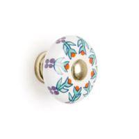 B&Q Purple & White Floral Round Cabinet Handle