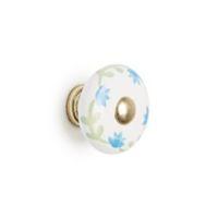 B&Q Green & White Floral Round Cabinet Handle