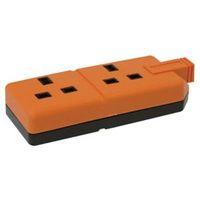 B&Q 13A 2-Gang Orange Unswitched Trailing Socket