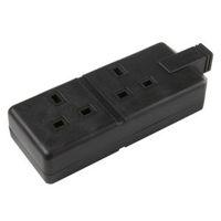 B&Q 13A 2-Gang Black Unswitched Trailing Socket