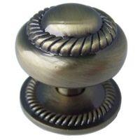 B&Q Antique Brass Effect Round Furniture Knob with Backplate Pack of 1