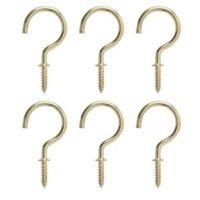 B&Q Brass Effect Metal Cup Hook Pack of 6