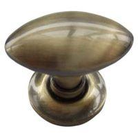 bq antique brass effect oval furniture knob pack of 1
