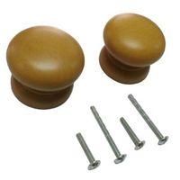 B&Q It Solutions Beech Effect Round Cabinet Knob Pack of 2