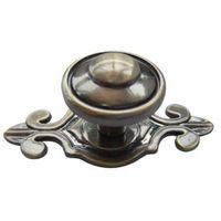 bq antique brass effect round furniture knob with backplate pack of 1