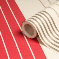 B&Q Rocky Cream & Magenta Stripe Wallpaper