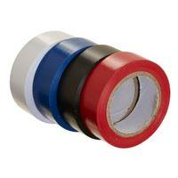 B&Q Black Blue Red & White Insulating Tape (L)10m Pack of 4