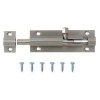 B&Q Satin Nickel Brass Barrel Bolt (L)76mm