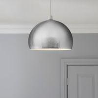 B&Q Horizon Silver Chrome Effect Domed Pendant Light Shade