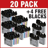 Brother LC1100 Bk/C/M/Y Compatible Black & Colour 20 Ink Cartridge Pack