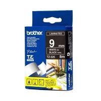 Brother TZ-325 Original P-Touch White on Black Tape 9mm x 8m