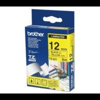 Brother TZE-631S Original P-Touch Black on Yellow Laminated Tape 12mm x 4m