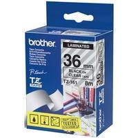 brother p touch tz161 36mm tape gloss black on clear