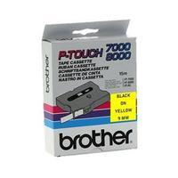 Brother P-Touch TX621 9mm Gloss Tape - Black on Yellow