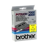 Brother P-Touch TX641 18mm Gloss Tape - Black on Yellow