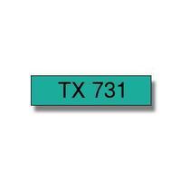 Brother P-Touch TX731 12mm Gloss Tape - Black on Green