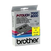 Brother P-Touch TX631 12mm Gloss Tape - Black on Yellow