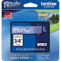 brother tze145 laminated adhesive tape white on clear roll