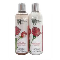 bronnley rhs rose bath shower gel and body lotion 250ml duo gift set