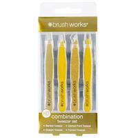 Brush Works Tweezers HD Combination Tweezer Set - Gold