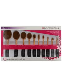 Brush Works Makeup Brushes Luxurious Oval 10 Piece Brush Set