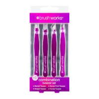 brushworks hd combination tweezer set purple