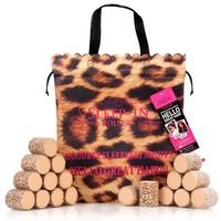 Brown Leopard Sleep-In-Rollers In Drawstring Bag