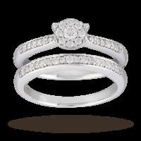 Brilliant Cut 0.35 Carat Diamond Bridal Set in 9 Carat White Gold - Ring Size O