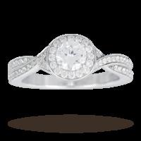 Brilliant Cut 0.90 Total Carat Weight Solitaire And Diamond Set Shoulders Ring In 18 Carat White Gold