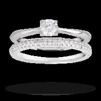 brilliant cut 050 carat total weight diamond bridal set in 9 carat whi ...