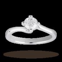 Brilliant Cut 0.50 Carat Solitaire Twist Ring in 18 Carat White Gold - Ring Size N