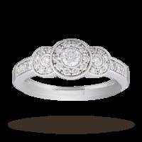 Brilliant Cut 0.52 Carat Total Weight Three Stone Diamond Ring Set in 9 Carat White Gold - Ring Size K