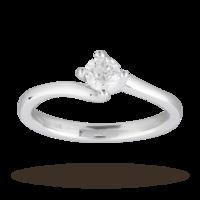 Brilliant Cut 0.25 Carat Solitaire Twist Ring in 18 Carat White Gold - Ring Size L