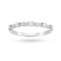 Brilliant and Marquise Cut Diamond Half Eternity Ring in 9 Carat White Gold - Ring Size P