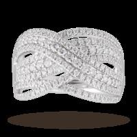 Brilliant Cut 1.00 Carat Total Weight Diamond Wrap Ring in 9 Carat White Gold - Ring Size O