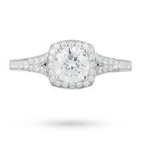 Brilliant Cut 1.00ct Diamond Ring With Diamond Set Shoulders In 18 Carat White Gold