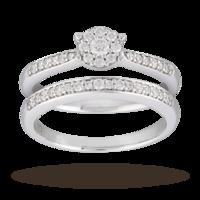 brilliant cut 035 carat diamond bridal set in 9 carat white gold