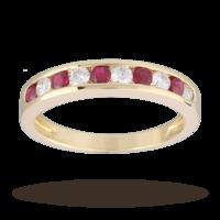 Brilliant Cut Ruby and Diamond Eternity Ring in 9 Carat Yellow Gold - Ring Size P