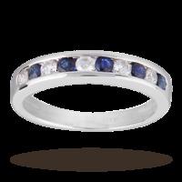 Brilliant Cut Sapphire and Diamond Eternity Ring in 9 Carat White Gold - Ring Size P