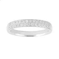 Brilliant Cut 0.42 Carat Total Weight Double Row Ladies Wedding Ring in 18 Carat White Gold - Ring Size O