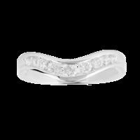 Brilliant Cut 0.50 Carat Total Weight Diamond Set Ladies Shaped Wedding Ring in Platinum - Ring Size N