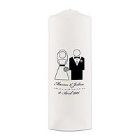 bride and groom personalised unity candle white