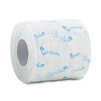 Bride and Groom Wedding Toilet Paper in Traditional Blue Print