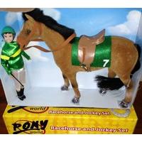 Brown Pony World Face Horse & Jockey Set