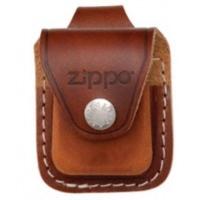 Brown Leather Zippo Lighter Pouch With Loop