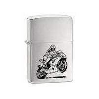 Brushed Chrome Motorcycle Zippo Lighter