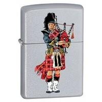 brushed chrome scottish bagpiper zippo lighter