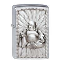 Brushed Chrome Buddha Zippo Lighter With Pearls