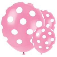 Bright Pink Polka Latex Party Balloons
